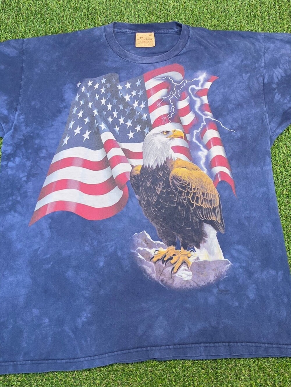 The Mountain XXL Vintage Tie-Dye T-Shirt with American Flag,